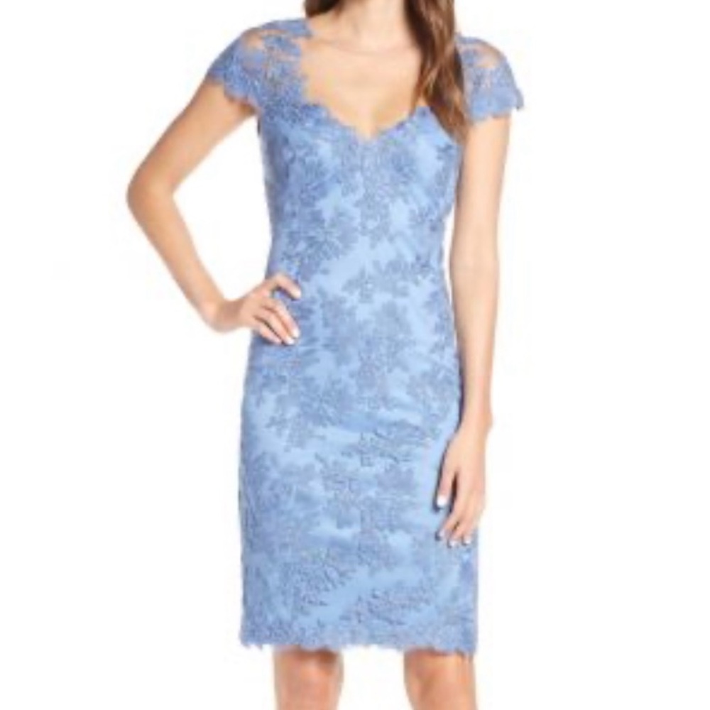 Tadashi Shoji Blue Lace Sheath Dress size 6 NWT